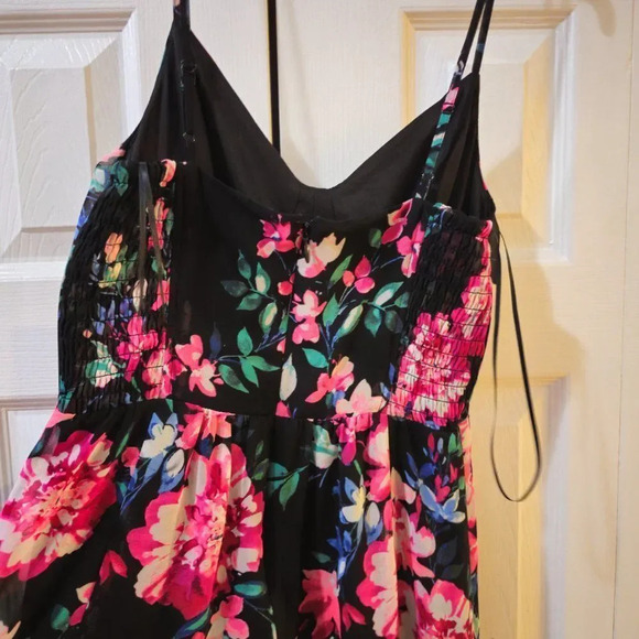 Express Women's Black Floral Print Sleeveless Side Slit Maxi Dress Size S/P - Picture 10 of 16